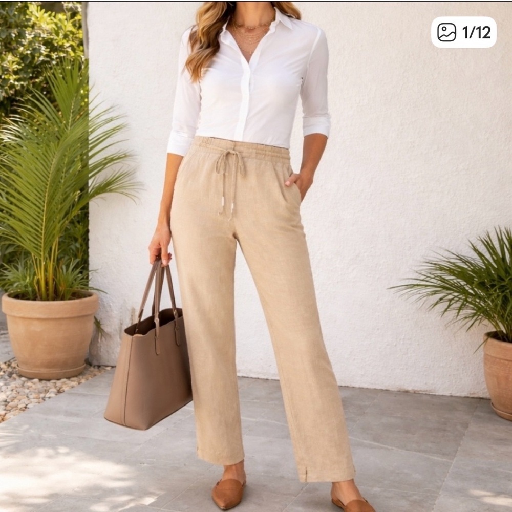 J Crew New Seaside Pant in Linen Blend, size MT, NWT